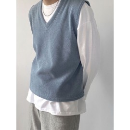 Men 1pc Solid Drop Shoulder Tee